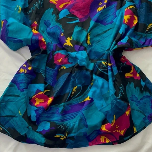 Vintage 80s Mr. Max Abstract Floral Blouse Plus Size 20 - Picture 5 of 7